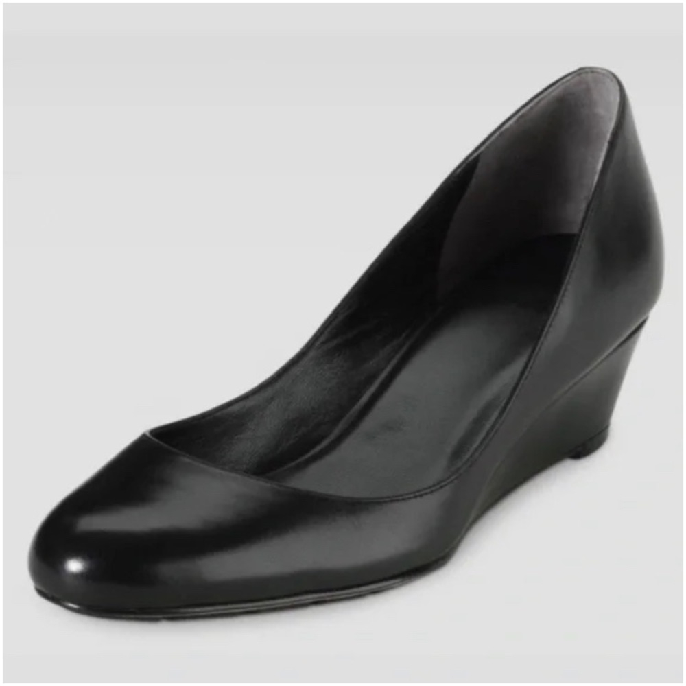 Cole Haan Air Talia low vamp wedge size 6 black 100% genuine leather almond toe
